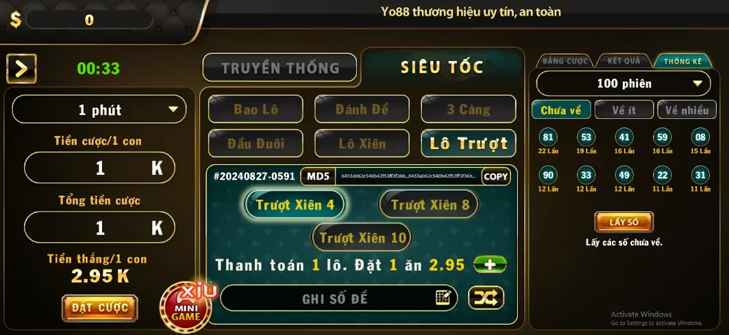 Anh em có thể nhìn thống kê lô trúng để chơi Lô trượt tại sân game